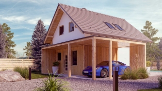 Small multi-storey family house project suitable for recreational usage.